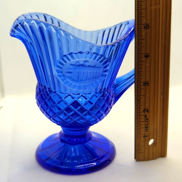 Blue Fostoria Glass Pitcher/Creamer - Avon - Picture 6 of 6